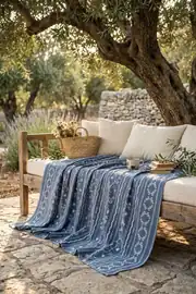 Cotton Collection Çift Kişilik Pike Blue Cottage 210x230 8