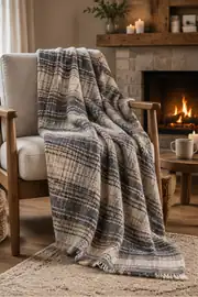 La Notte Scotch Pamuklu Trendy Çift Kişilik Battaniye Gri 1
