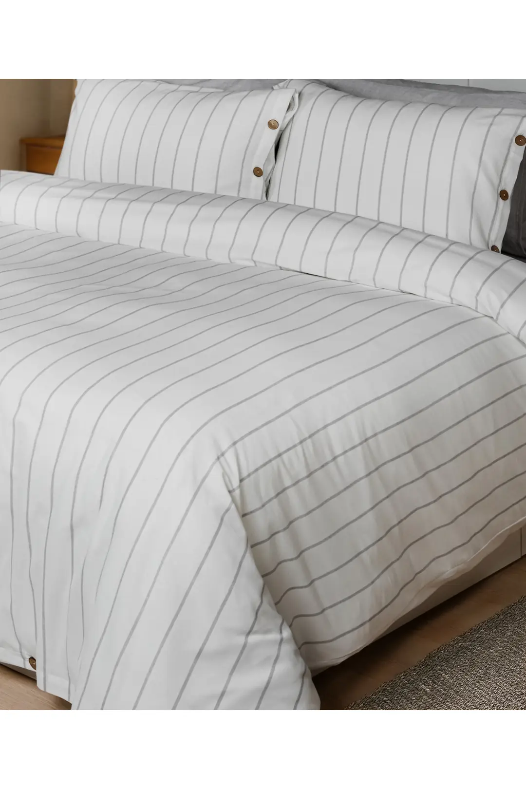 Cotton Collection Çift Kişilik Çizgili Nevresim Seti Rayuna 3