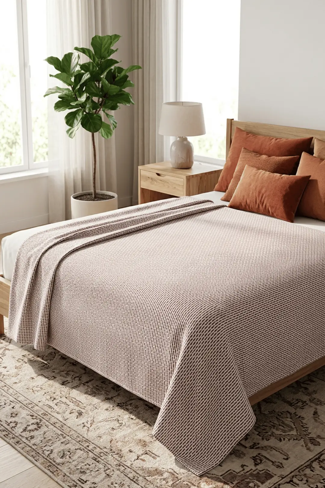 Cotton Collection Dash Tek Kişilik Pike Kahve 160x230 cm