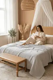 Cotton Collection Dash Çift Kişilik Pike Mavi 210x230 cm 5