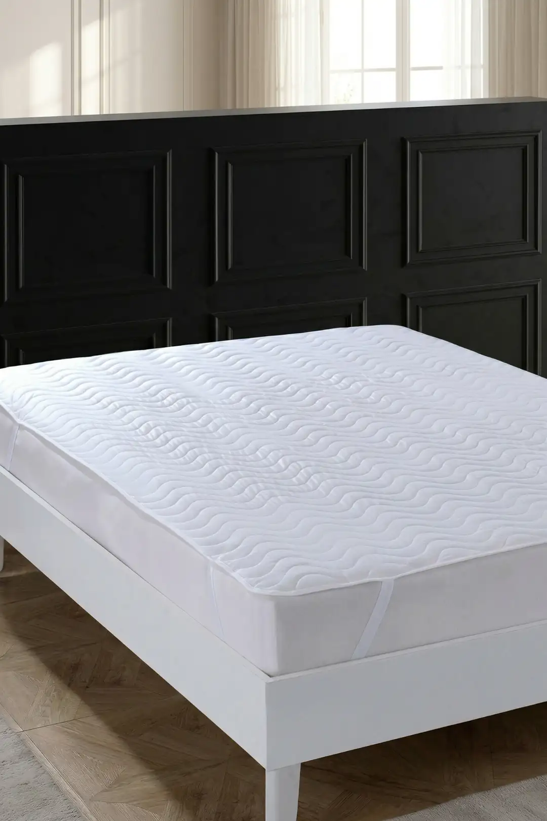 Cotton Collection Çift Kişilik Kapitone Yatak Alezi Beyaz 200x200