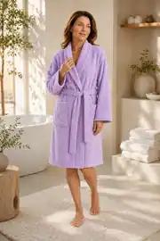 Cotton Collection Bukle XLarge Bornoz Düz Lila 3