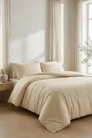 Cotton Collection Ranforce Çift Kişilik Nevresim Seti Düzboya Krem 3