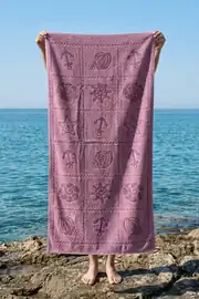 La Notte Summer Anchor %100 Pamuk Plaj Havlusu Lila 70x140 1