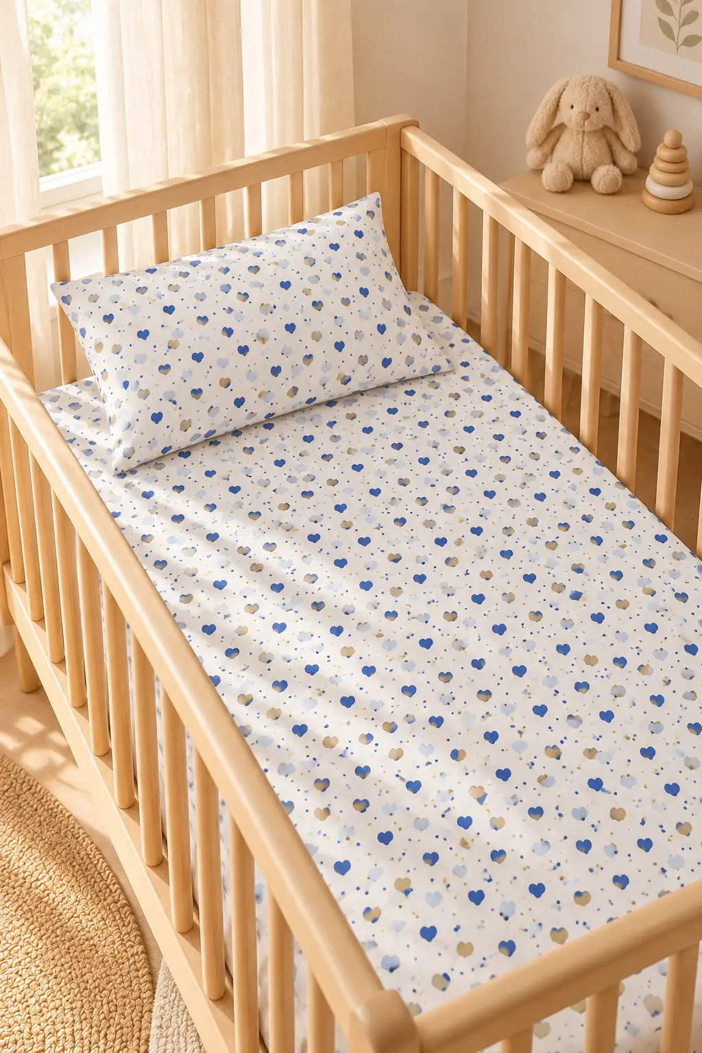 Cotton Collection %100 Pamuk Ranforce Bebek Çarşaf Seti Kalp