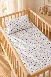 Cotton Collection %100 Pamuk Ranforce Bebek Çarşaf Seti Kalp 1