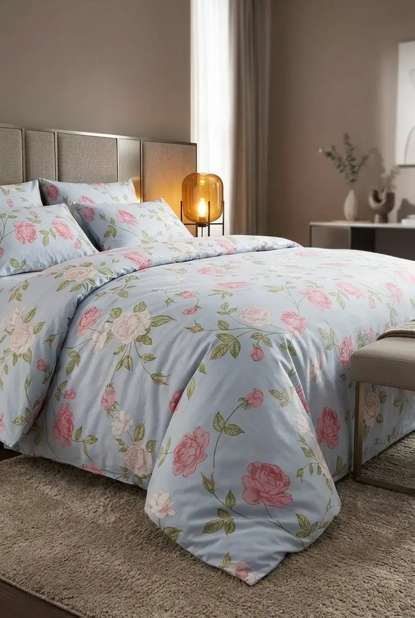 Cotton Collection Kışlık Pazen Tek Kişilik Nevresim Seti Rose 5