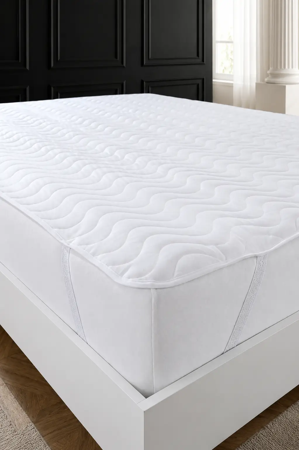 Cotton Collection Çift Kişilik Kapitone Yatak Alezi 140x200 cm Beyaz
