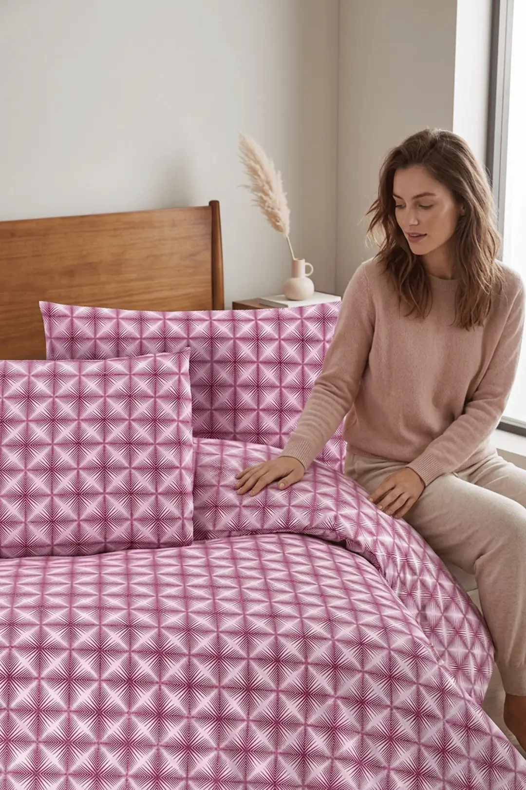 Cotton Collection Ranforce Tek Kişilik Nevresim Seti Efekt Gül Kurusu 5