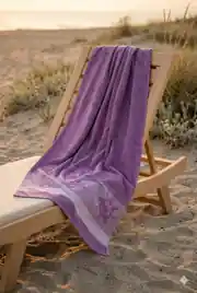 Cotton Collection Bukle Plaj Havlusu Çark Mor 4