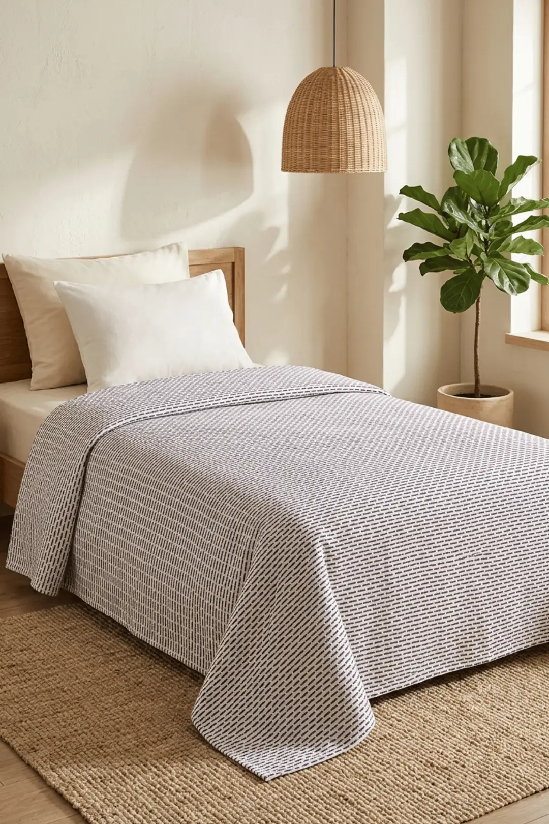 Cotton Collection Dash Tek Kişilik Pike Mor 160x230 cm 6