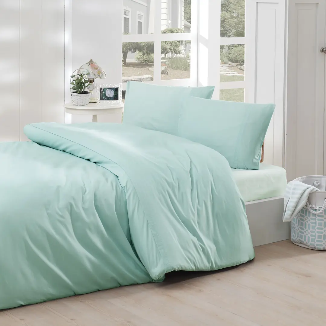 Cotton Collection Ranforce Tek Kişilik Nevresim Takımı Simple Mint