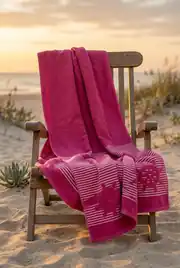 Cotton Collection Bukle Plaj Havlusu Çark Fuşya 1