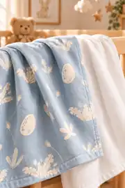 La Notte Baby Flanel İkili Bebek Battaniyesi Blue Garden 3