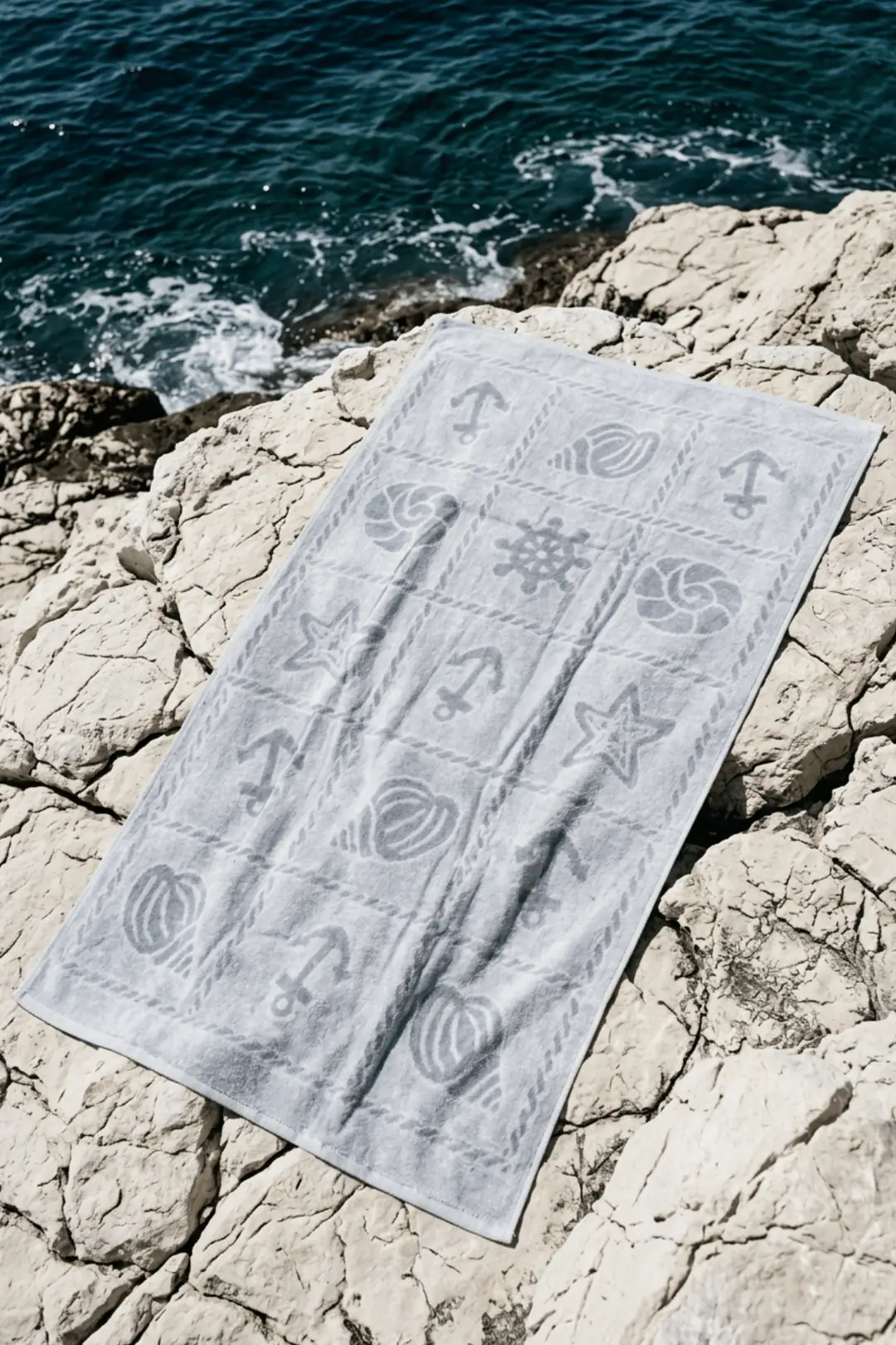 La Notte Summer Anchor %100 Pamuk Plaj Havlusu Gri 70x140 4
