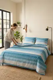 Cotton Collection Tek Kişilik Nevresim Takımı Su Yolu 1