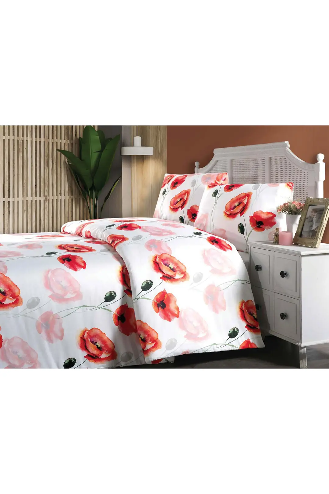Lanotte Saten Çift Kişilik Nevresim Takımı (digital Baskı) Poppies 1
