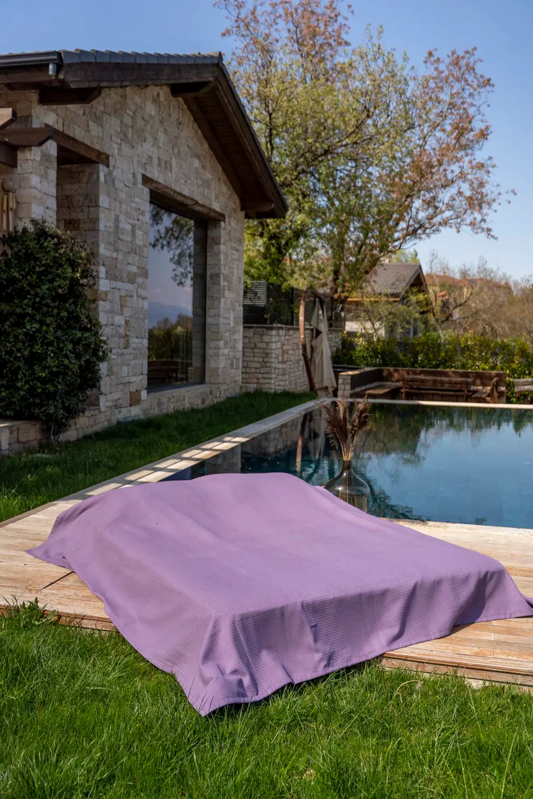 Cotton Collection Çift Kişilik Yatak Örtüsü Mor 6