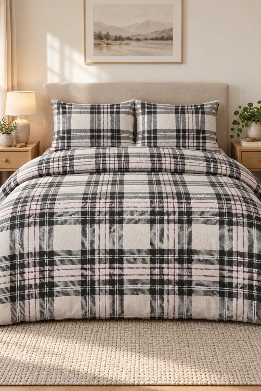 Cotton Collection Flanel Çift Kişilik Nevresim Seti Fenetre