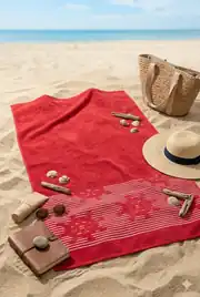 Cotton Collection Bukle Plaj Havlusu Çark Kırmızı 3
