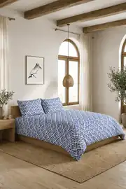 Cotton Collection Ranforce Çift Kişilik Nevresim Seti Ritm Mavi 1
