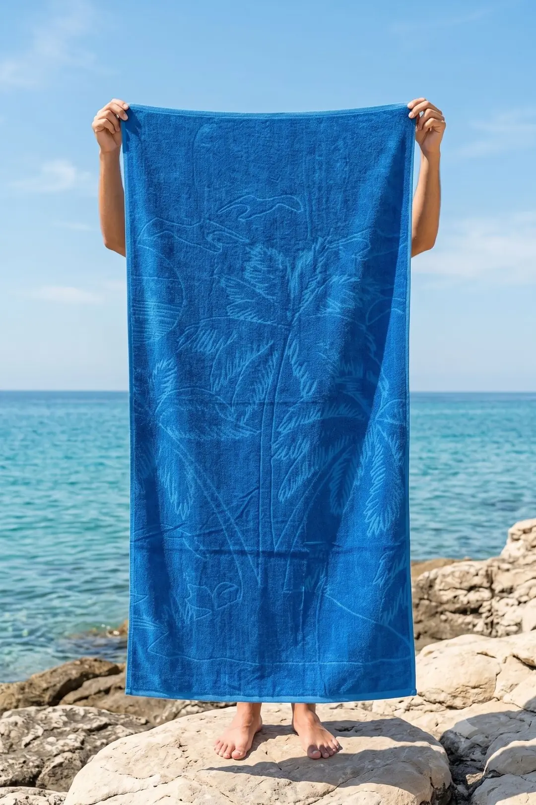 La Notte Summer Palmiye Kadife Plaj Havlusu Mavi 70x140 cm
