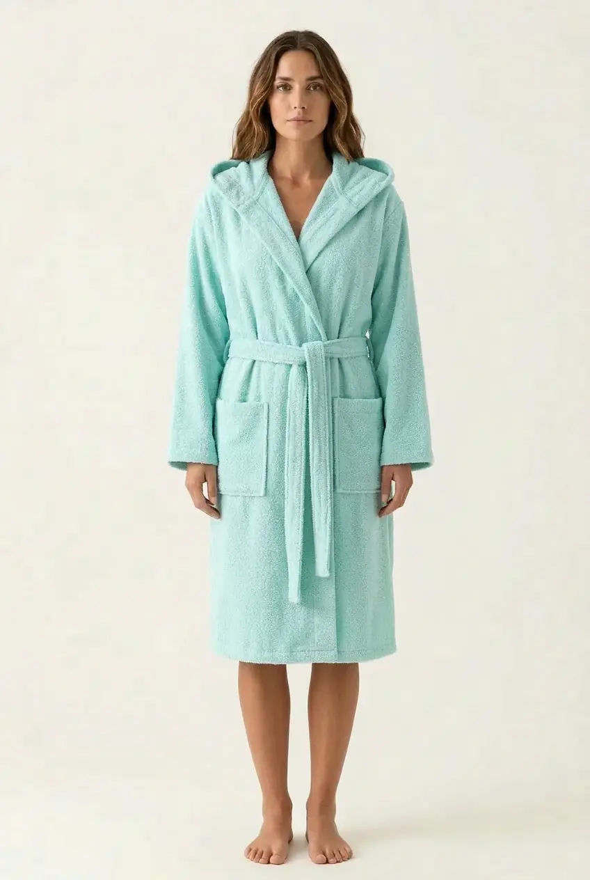 Cotton Collection Bukle Large Bornoz Düz Mint