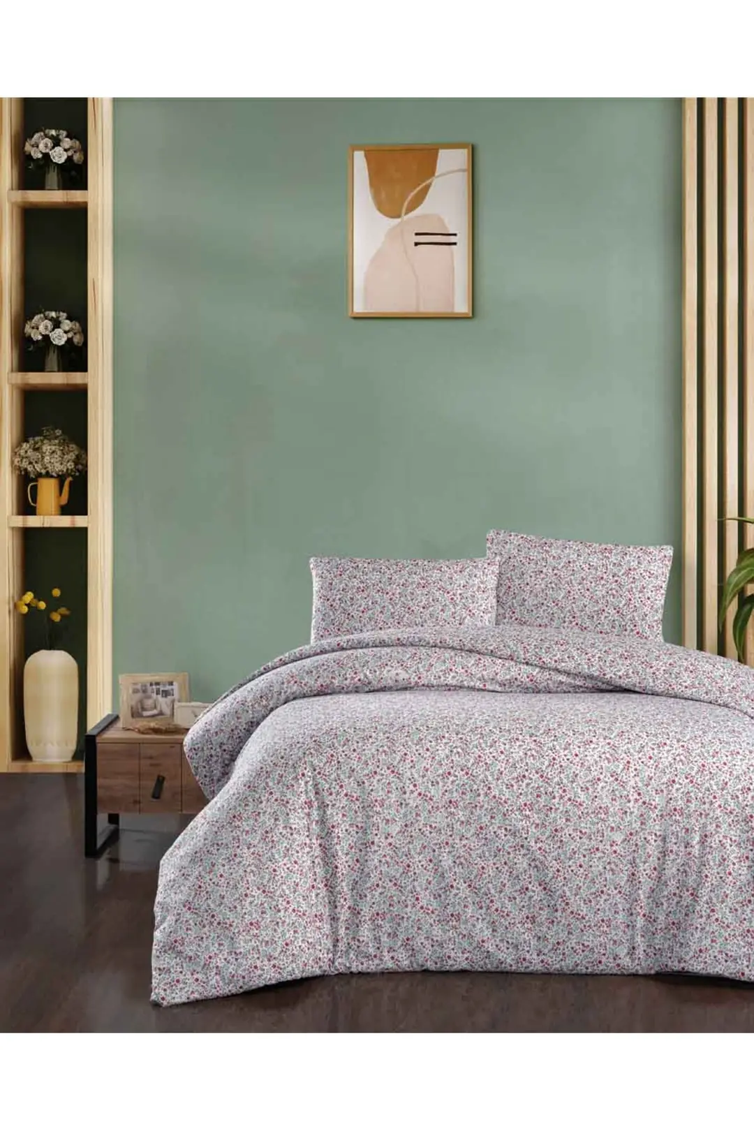 Cotton Collection Flanel R Çift Kişilik Nevresim Takımı Gonca Kırmızı