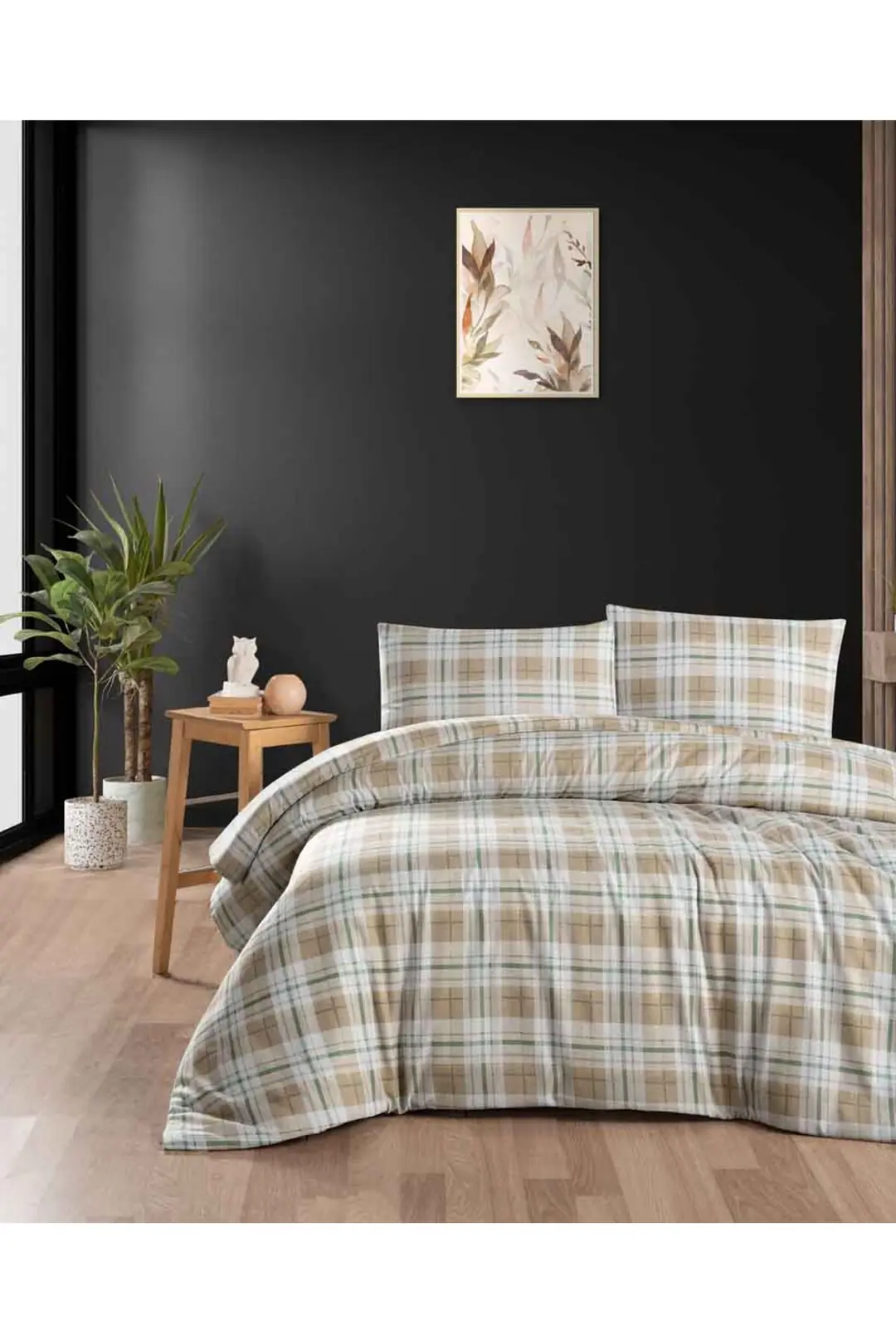 Cotton Collection Flanel R Çift Kişilik Nevresim Takımı Harvest Sarı
