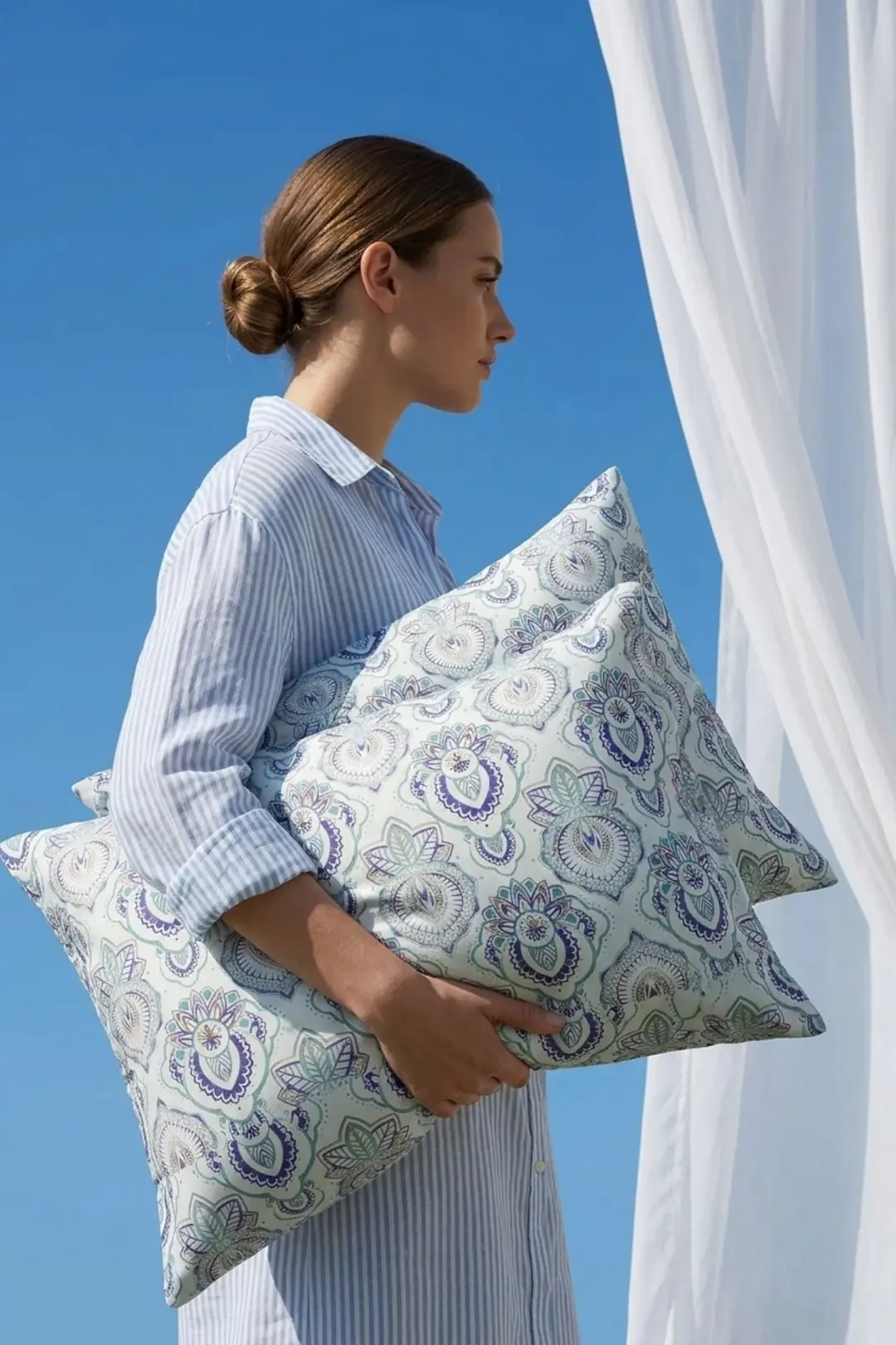 Cotton Collection Ranforce 2'li Yastık Kılıfı Maıra Mavi