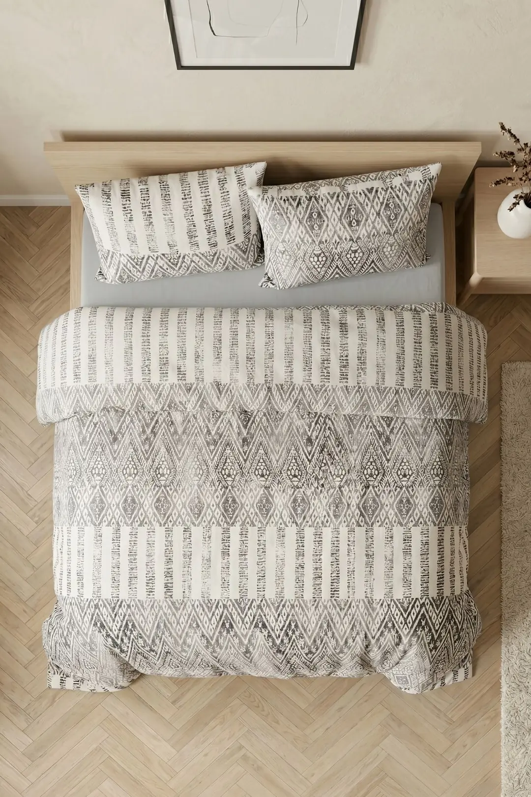 Cotton Collection Flanel Tek Kişilik Nevresim Takımı Stone 2