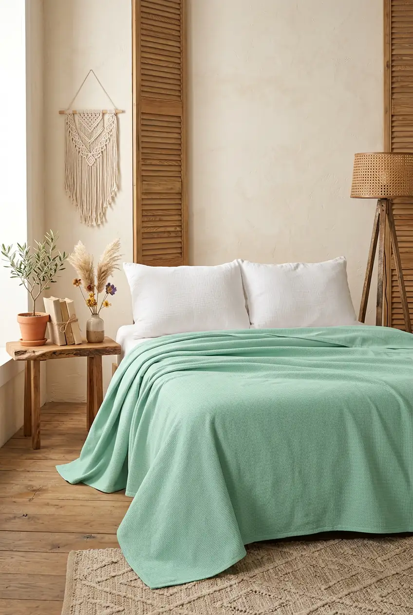 Cotton Collection Pike Çift Kişilik Pike Yeşil