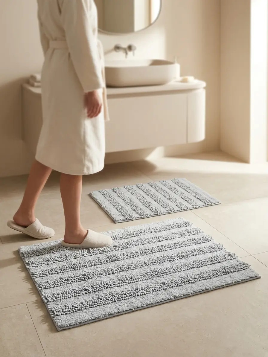 Cotton Collection 2'li Klozet Takımı Line Gri 60x100+50x60