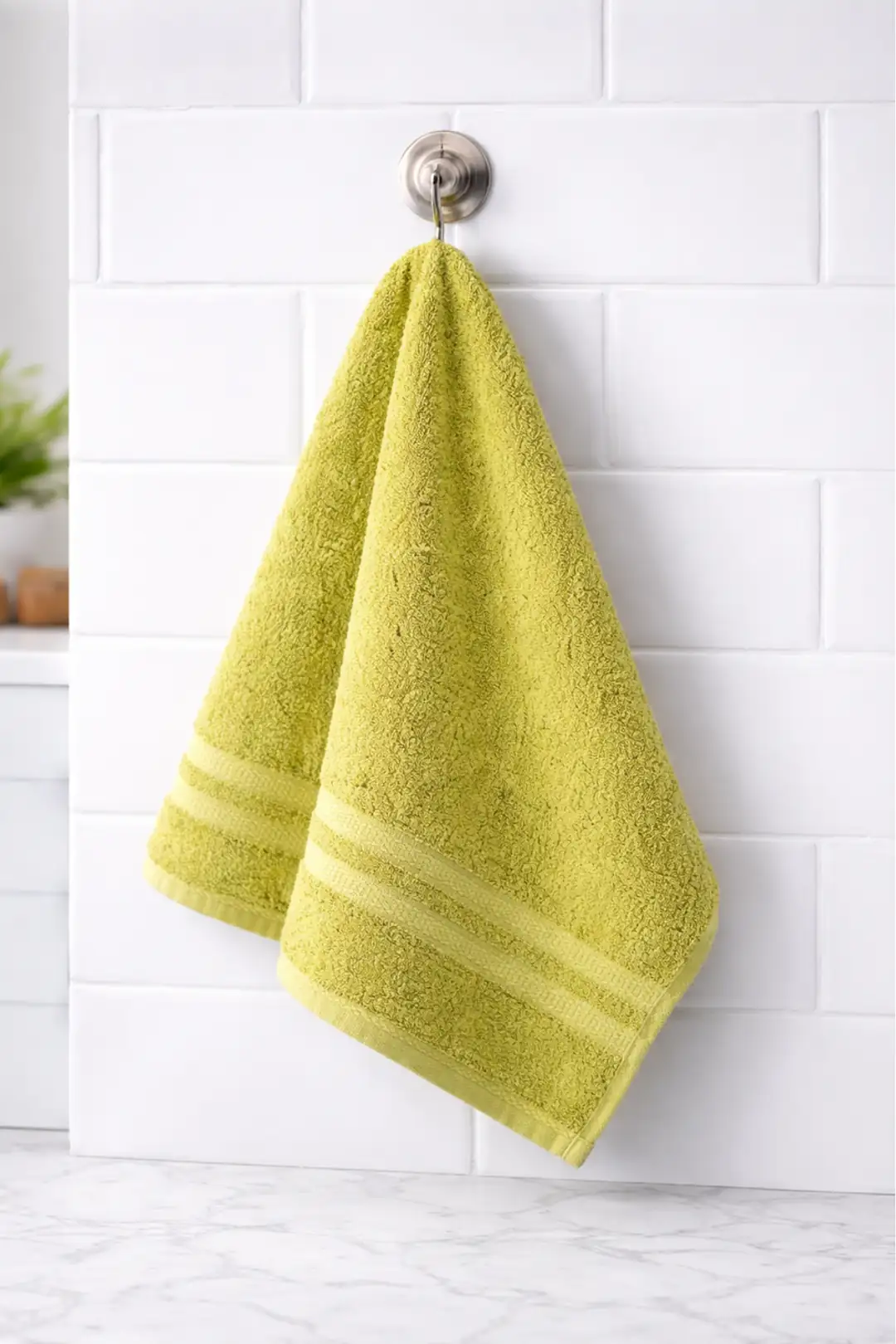 Cotton Collection Bukle Mutfak Havlusu Bordürlü Yeşil 30x50