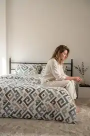 Cotton Collection Kışlık Pazen Çift Kişilik Nevresim Seti Geo Harmony 4