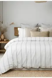 Cotton Collection Çift Kişilik Çizgili Nevresim Seti Seroya 3