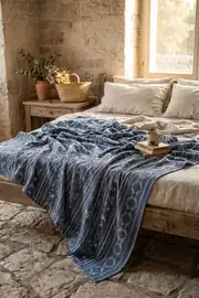 Cotton Collection Tek Kişilik Pike Blue Cottage 160x230 5