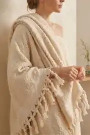 Cotton Collection Bukle Banyo Havlusu Peşkir Krem 70x150 1