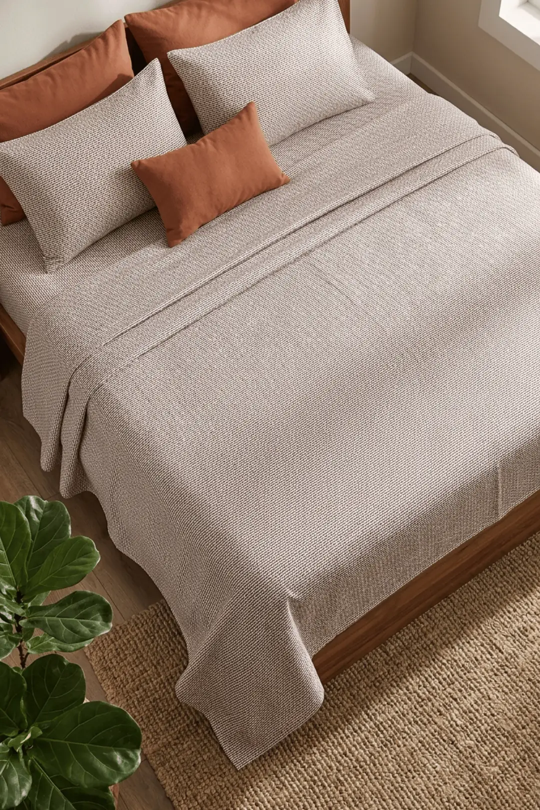 Cotton Collection Dash Çift Kişilik Pike Kahve 210x230 cm 5