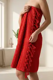Cotton Collection Bukle Banyo Havlusu Peşkir Kırmızı 70x150 1