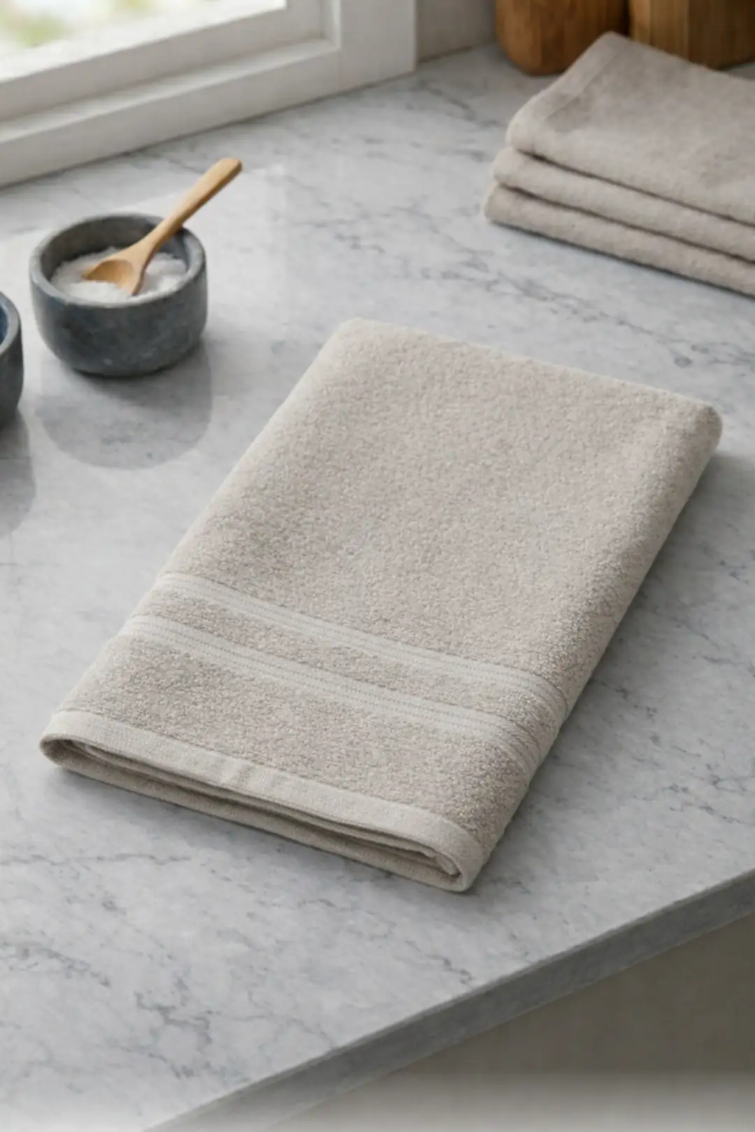 Cotton Collection Bukle Mutfak Havlusu Bordürlü Bej 30x50