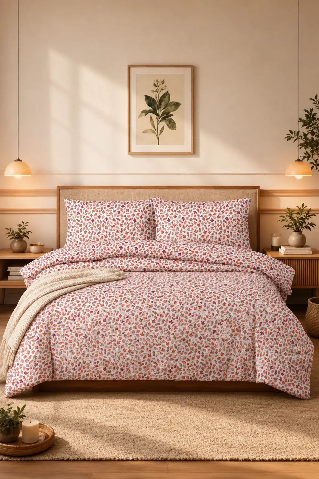 Cotton Collection Blatt Flanel Tek Kişilik Nevresim Takımı 160x220 + 100x200 + 50x70 cm