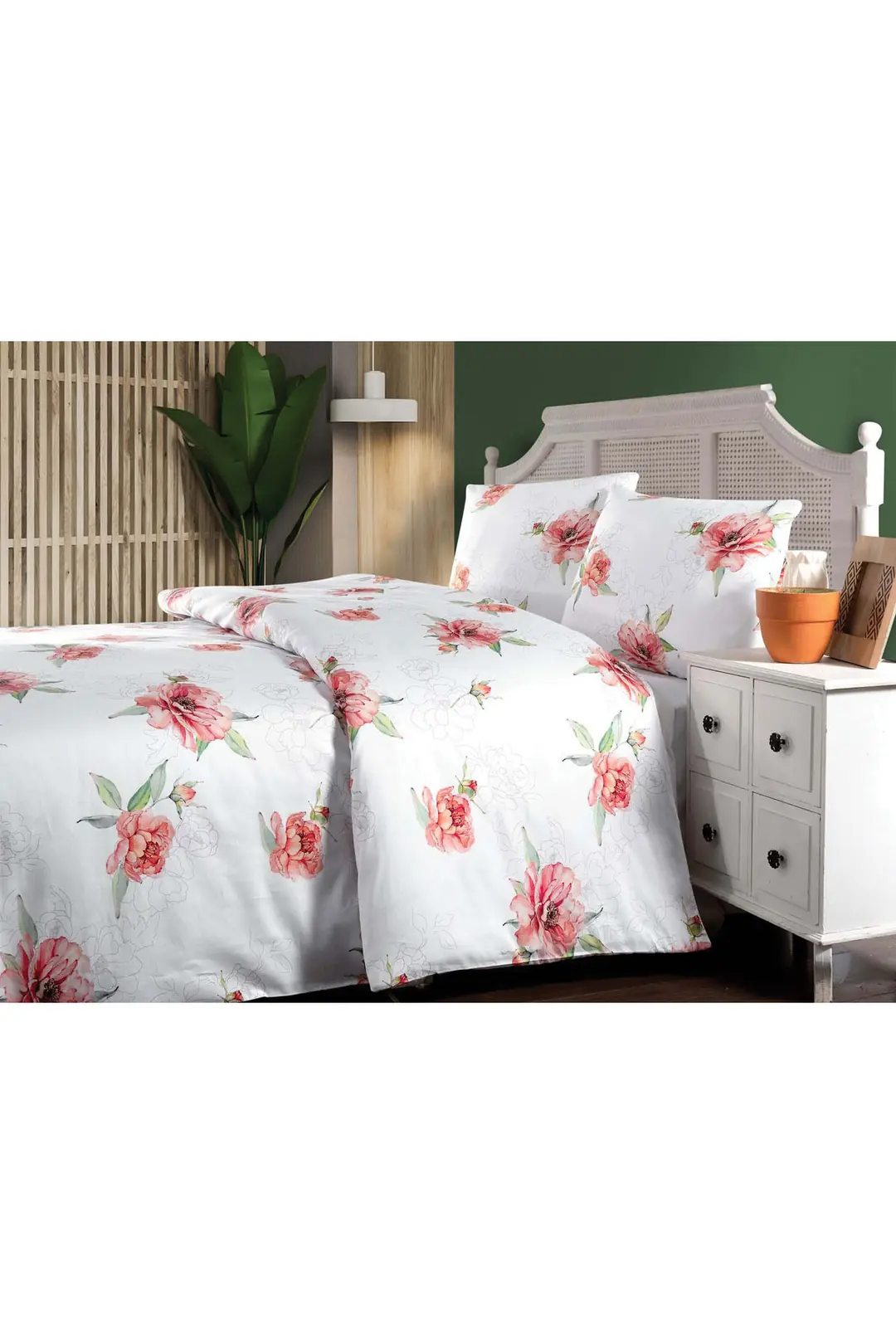 Lanotte Saten Çift Kişilik Nevresim Takımı (Digital Baskı) Rose 1
