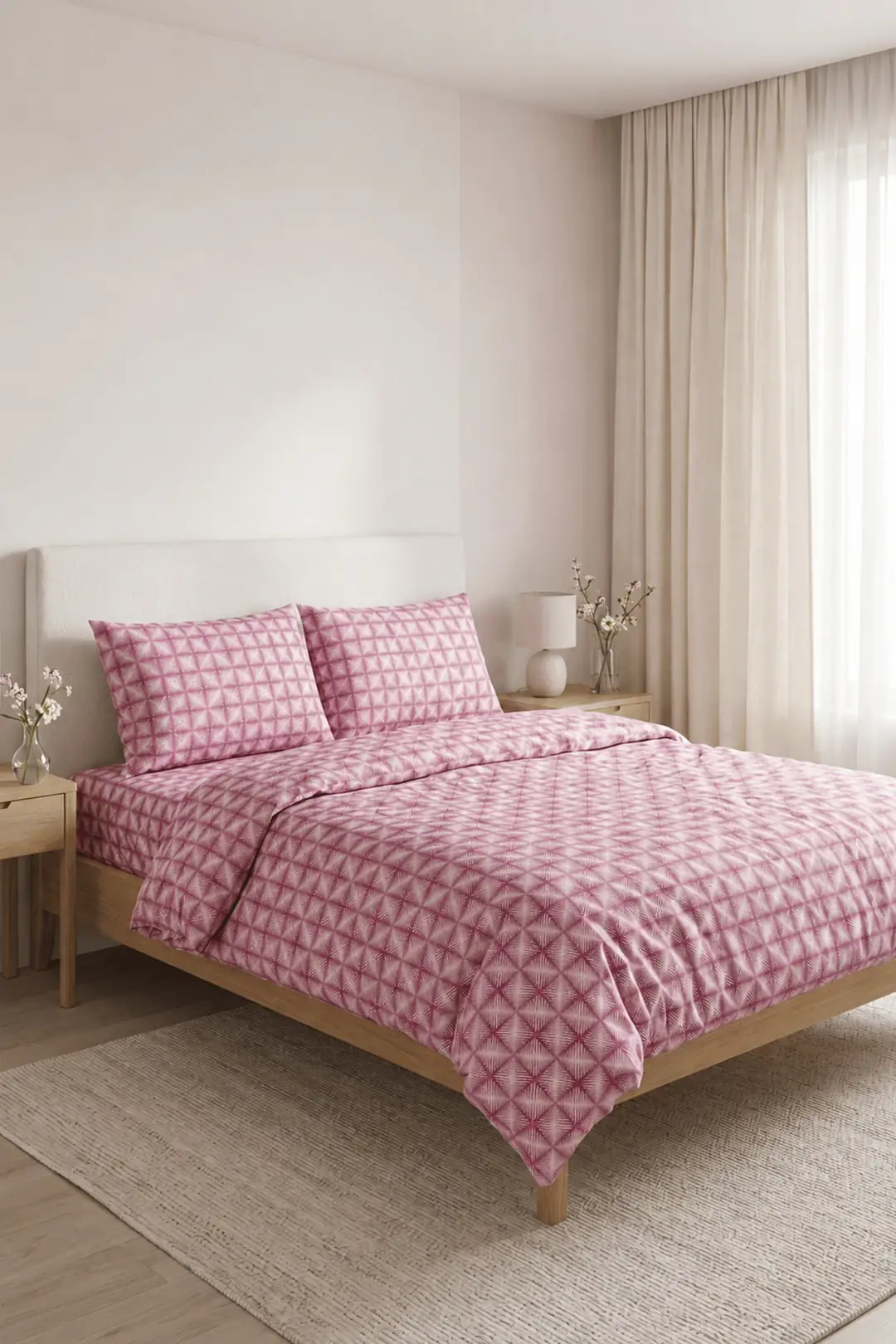 Cotton Collection Ranforce Çift Kişilik Nevresim Seti Efekt Gül Kurusu