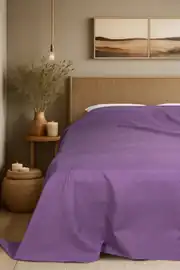 Cotton Collection Tek Kişilik Yatak Örtüsü Mor 7