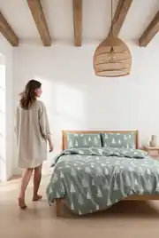 Cotton Collection Kışlık Pazen Tek Kişilik Nevresim Seti Evergreen 2