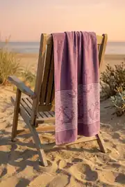 Cotton Collection Bukle Plaj Havlusu Çapa Mor 1