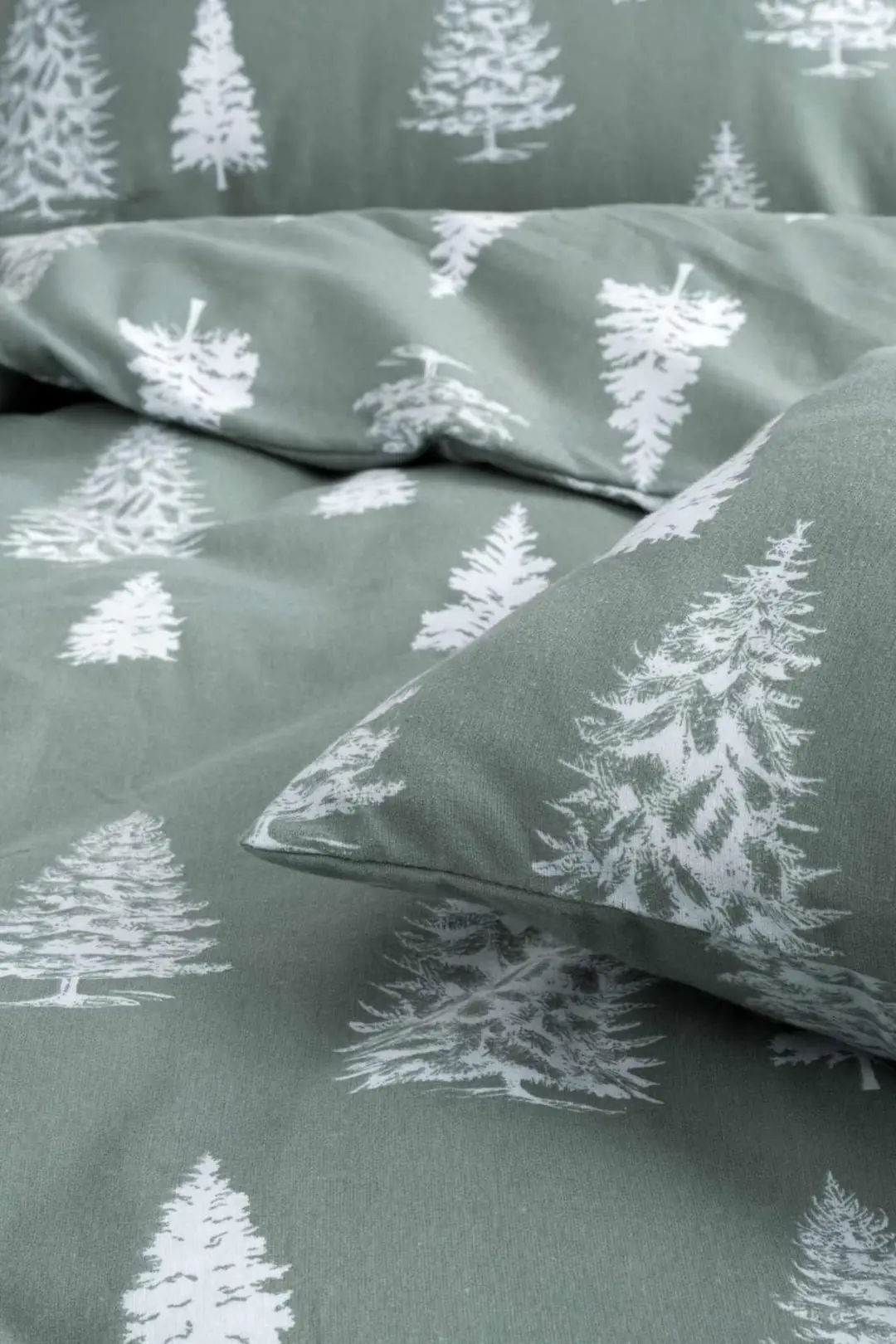 Cotton Collection Kışlık Pazen Çift Kişilik Nevresim Seti Evergreen 7