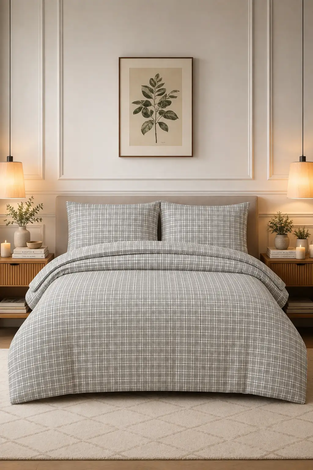 Cotton Collection Plaid Flanel Tek Kişilik Nevresim Takımı 160x220 + 100x200 + 50x70 cm